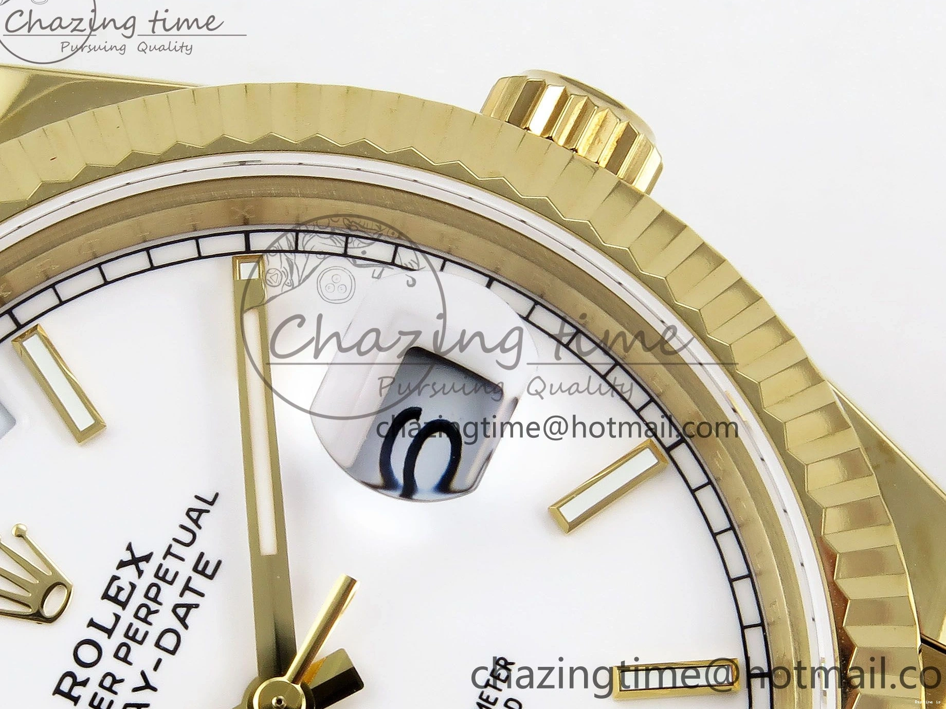 1224 Day Date 40 YG JDF 904L Steel White Stick Dial on President Bracelet VR3255 V3 (Gain Weight) Colorful 1373